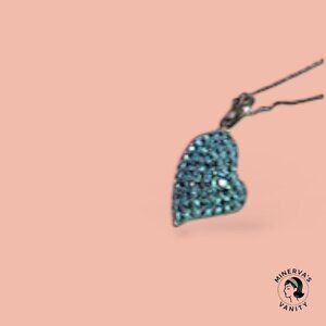 Blue Heart Pendant Necklace – Sparkling Stones, Silver-Tone Chain *
